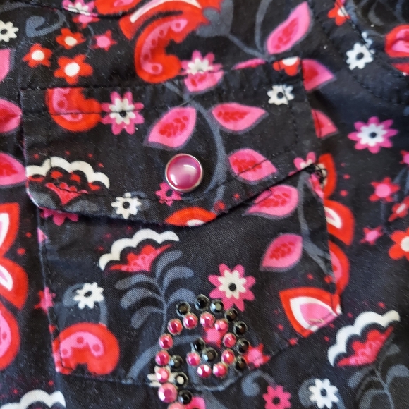 Cowgirl Hardware Long Sleeve Western Shirt 6 Months Pink Black rhinestone Cotton - Picture 7 of 9